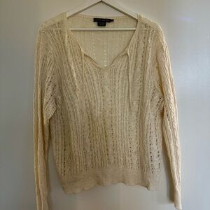 Ralph Lauren Elegant Cream V-Neck Sweater